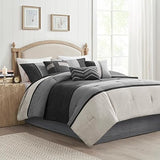 Palisades Comforter Set Modern Faux Suede Pieced Stripe Design