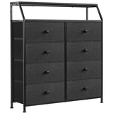 REAHOME 8 Drawers Dresser for Bedroom, Black Fabric Dressers & Chest of Drawers with Shelf, Large Storage Tower Organizer Unit for Closet Living Room Entryway Office Steel Frame & Wooden Top - Black