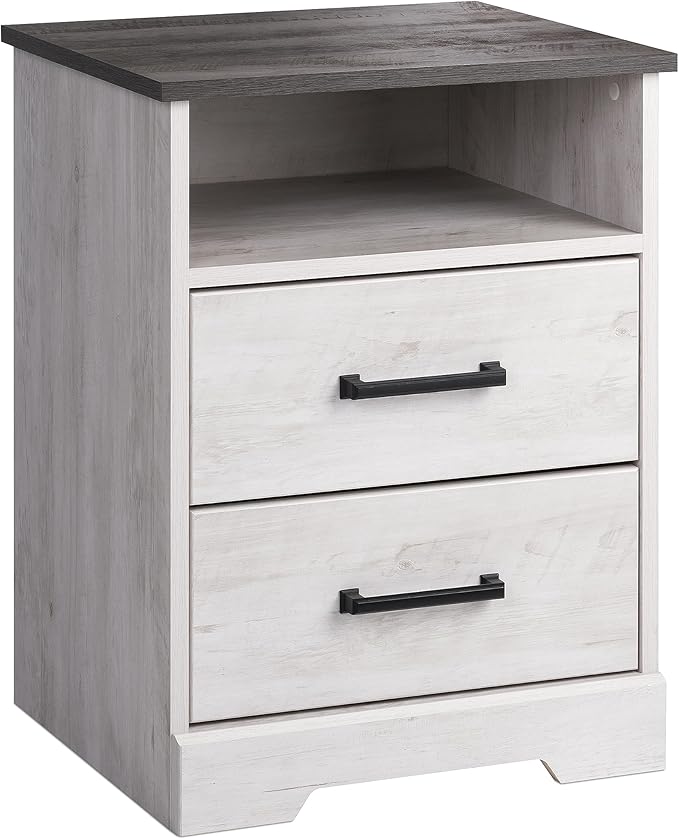 Fremont 2 Drawer Nightstand: Elegant Bedroom Furniture, Bedside Table with Open Shelf