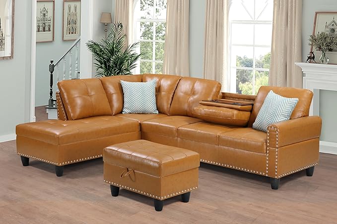 L-Shaped Corner Reversible Sectional Sofa Couch W/Chaise & Storage Ottoman