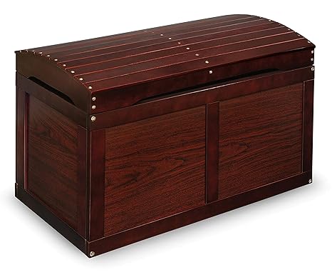 Kid's Hardwood Barrel Top Toy Box Storage Chest with Safety Hinge - Cherry