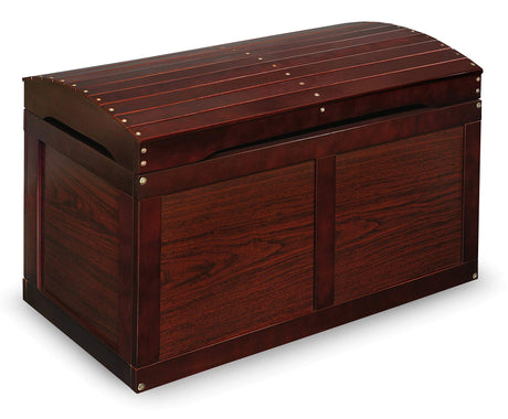 Kid's Hardwood Barrel Top Toy Box Storage Chest with Safety Hinge - Cherry