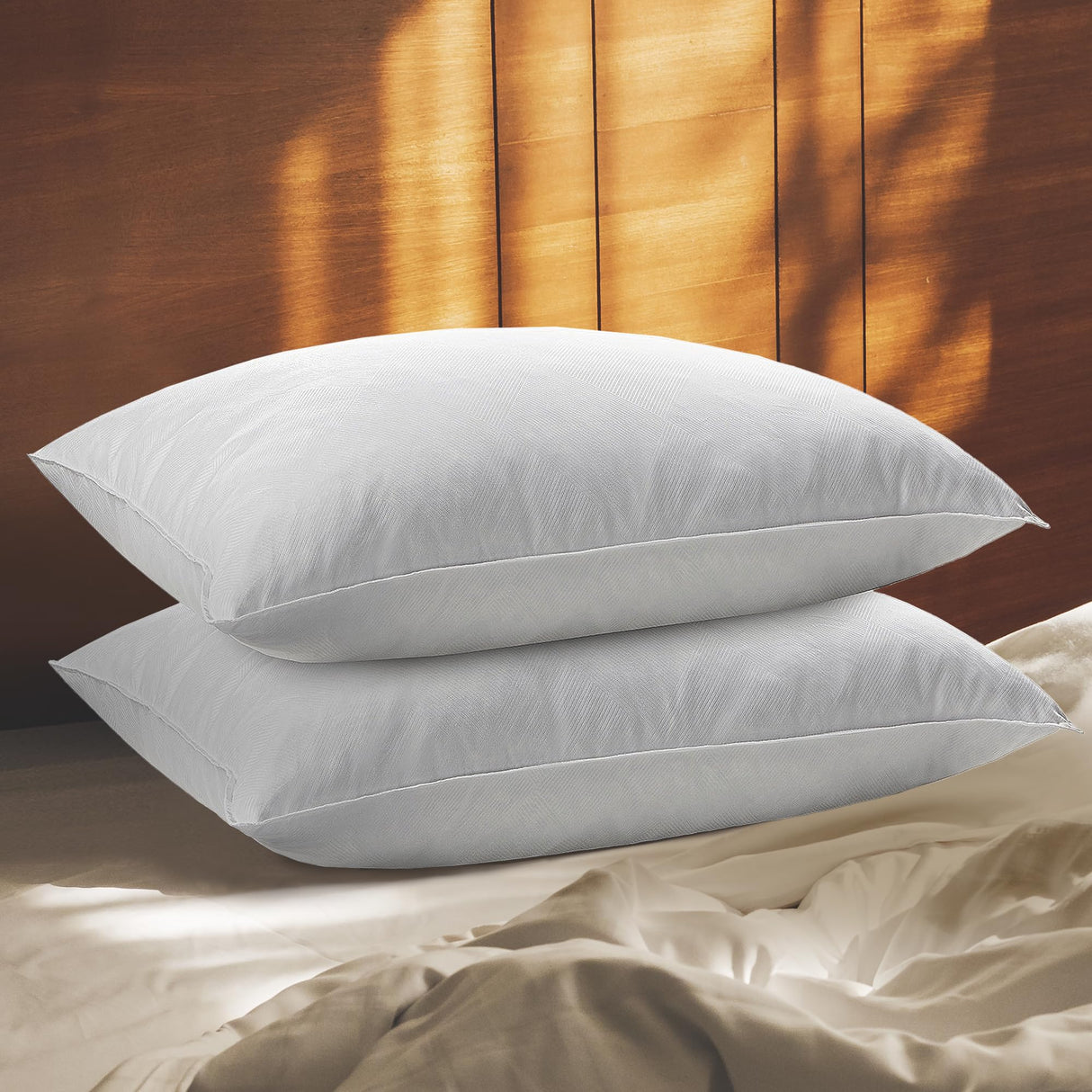 Soft Bed Pillows for Sleeping, Goose Feather Down Hotel Collection Standard Size of 2