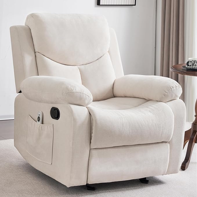 Manual Rocker Recliner Massage Chair for Adults,Overstuffed Glider Rocking Recliner Fabric