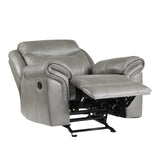 Faux Leather Glider Reclining Chair, 42" W, Gray