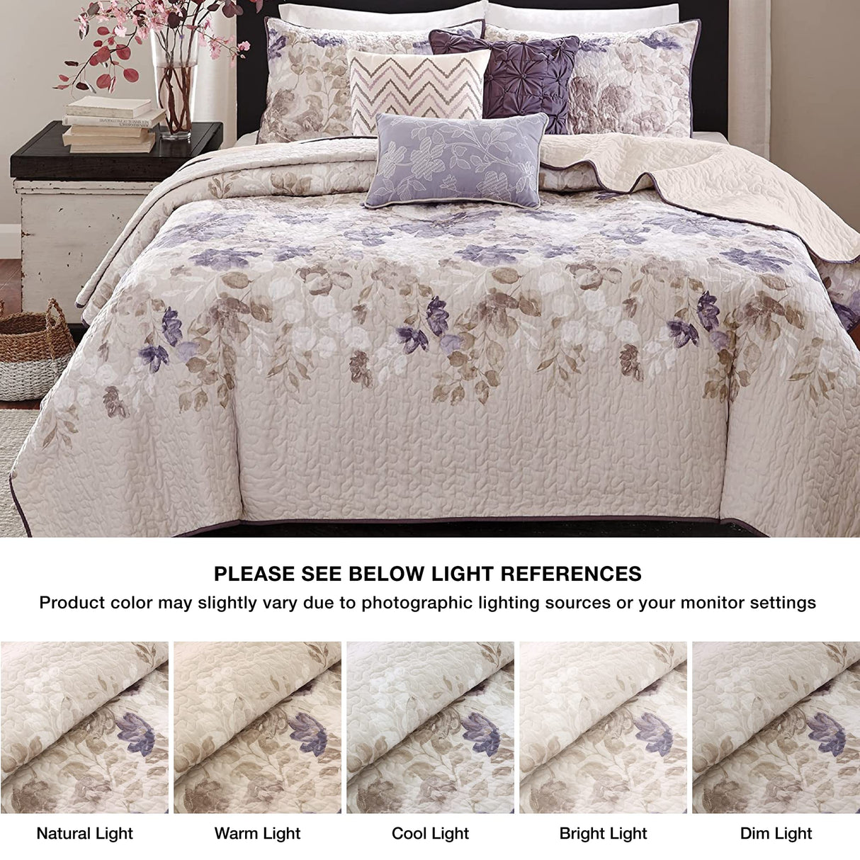 Luna Quilt Modern Classic Design All Season, Breathable Coverlet Lightweight