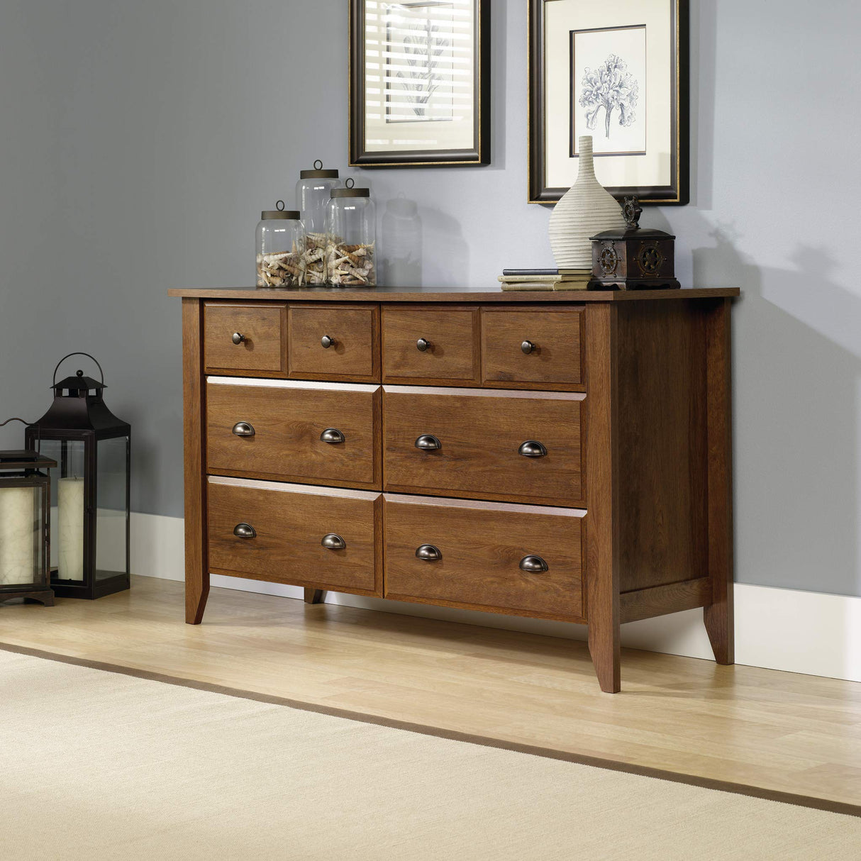 Shoal Creek Dresser, L: 60.0" x W: 16.73" x H: 35.04, Oiled Oak