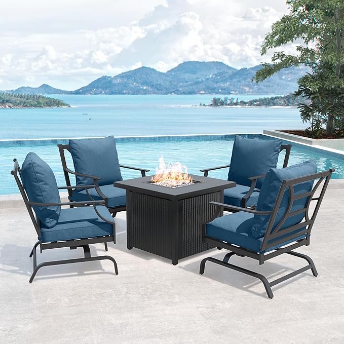 5-Piece Outdoor Furniture Conversation Sets with 32-Inch 40000 BTU Heat Propane Gas