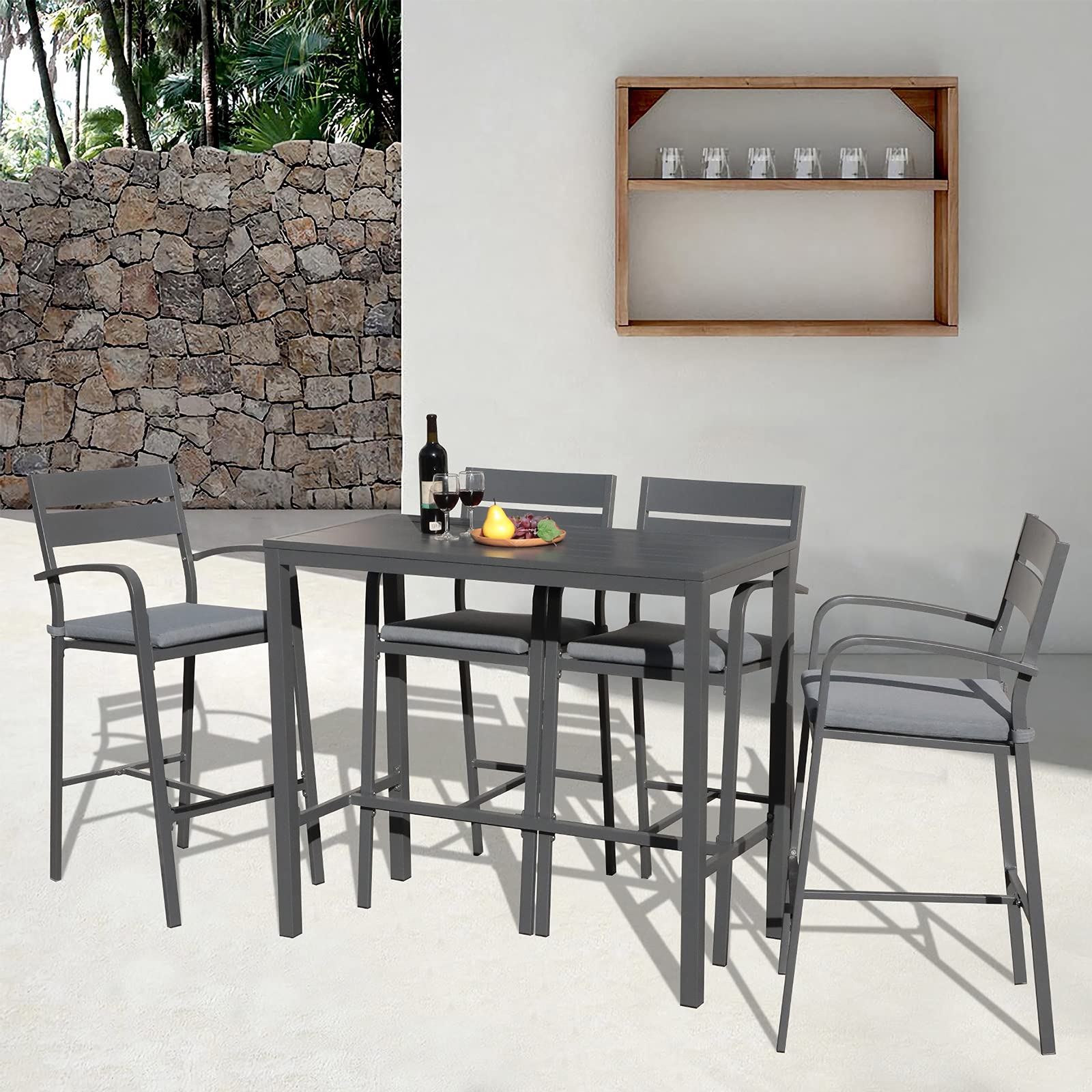 Bar Table High Top Table with All-Aluminum Frame Rectangular Pub