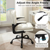 Ergonomic Swivel Office Chair with Flip-Up Armrests - White (Set of 2)