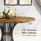 Round Dining Table for 4-6 People, 47-Inch Farmhouse Dinning Room Table Circle Kitchen Table