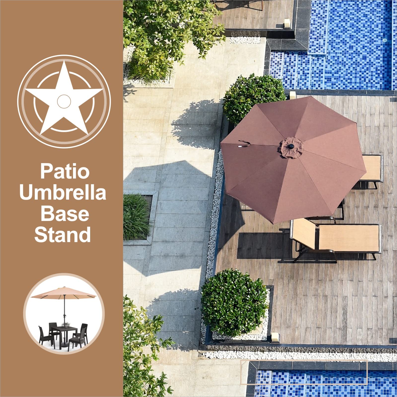 Patio Umbrella Base – Elegant Weighted Umbrella Stand Outdoor Base