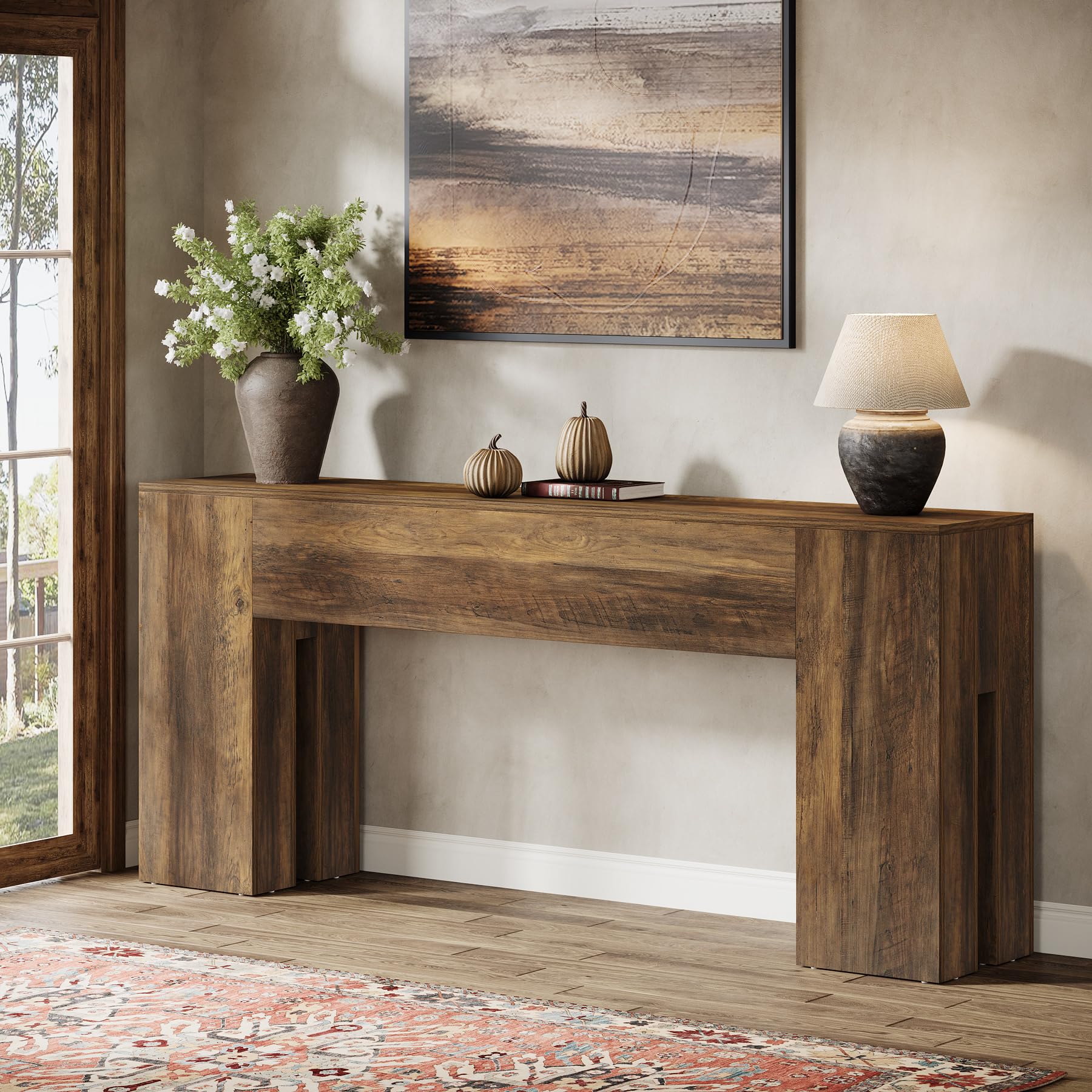 71-Inch Long Console Table for Entryway - Farmhouse Sofa Table