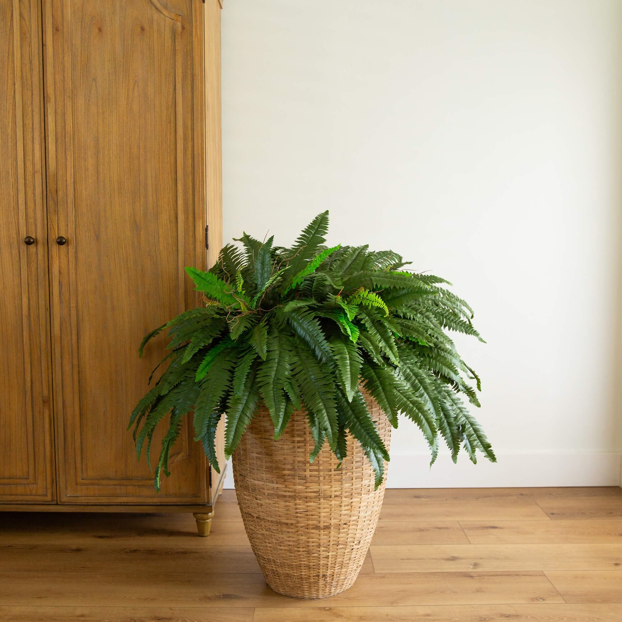 48-in Artificial Boston Fern, Set of 2, Large Hanging Fake Plant Wall Decor with 67 Fronds, Faux Fern Vines that Look Real for Home and Office Decor