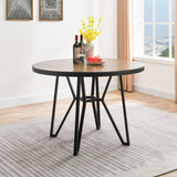 Round Industrial Wood Dining Room Table for 6 Person 48in Mid Century Kitchen Dining