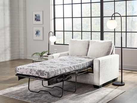 Rannis Coastal 2-in-1 Sofa Sleeper with Folding Gel Memory Foam Mattress, Twin, White