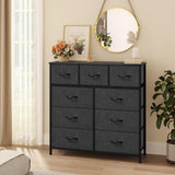 Dresser with 9 Drawers - Fabric Storage Tower, Tall Chest Organizer Unit