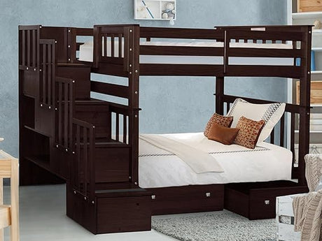 Tall Stairway Bunk Beds Twin over Twin
