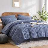 Luxury King Size Comforter Set – 7-Piece Blue Tufted Bed-in-a-Bag for Ultimate Comfort