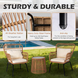 3 Piece Outdoor Wicker Furniture Bistro Set, Rattan Chairs Conversation Sets