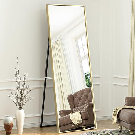 65x22 Inch Full Length Mirror with Floor Standing Full Body Size Wall Mirror Aluminum