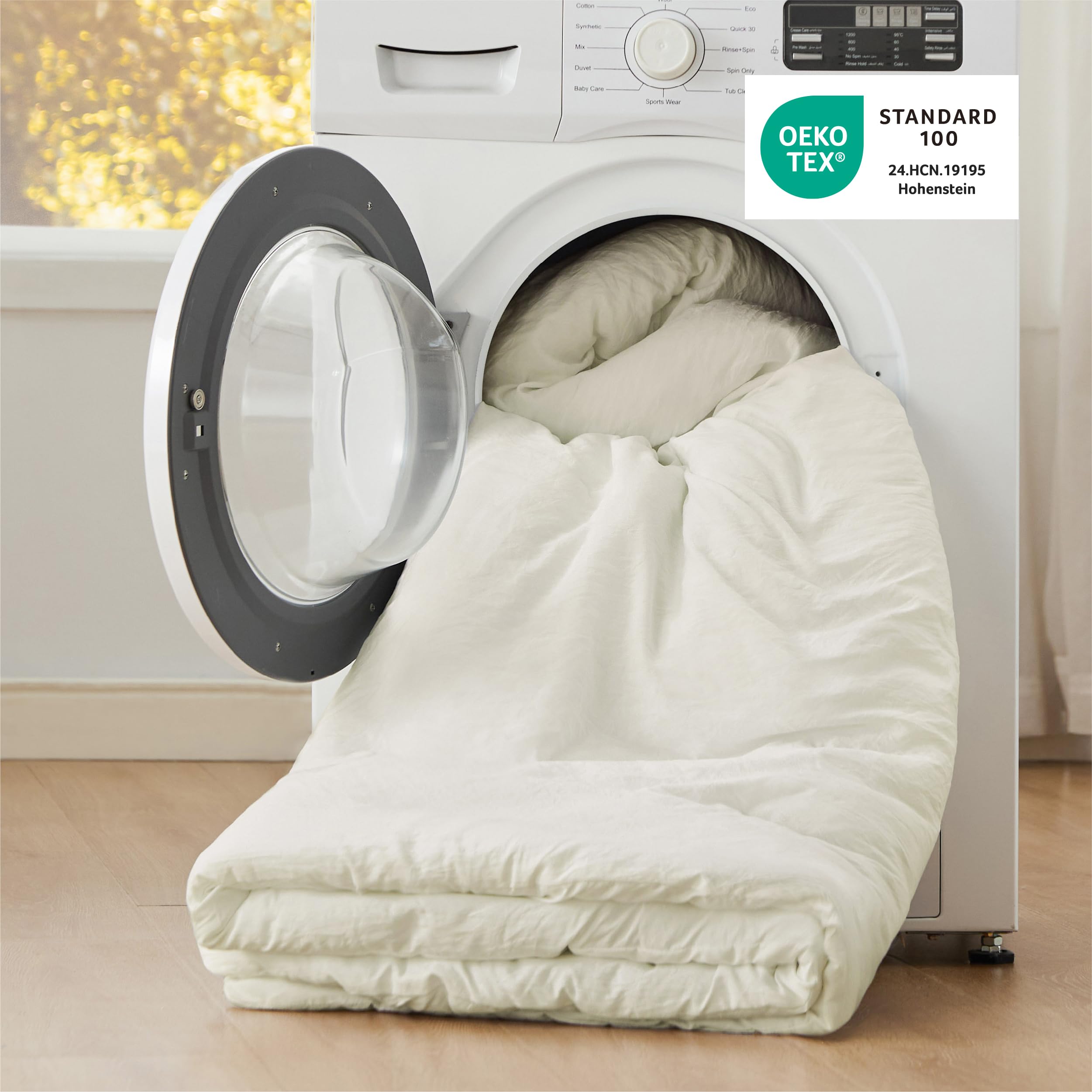 Queen Size Comforter Set - Ivory Soft Prewashed 3-Piece Bedding