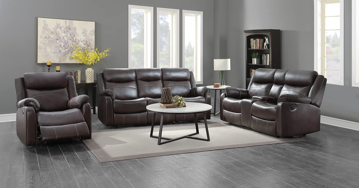 Wall-Hugger Manual Double Lay Flat Reclining Loveseat, Brown