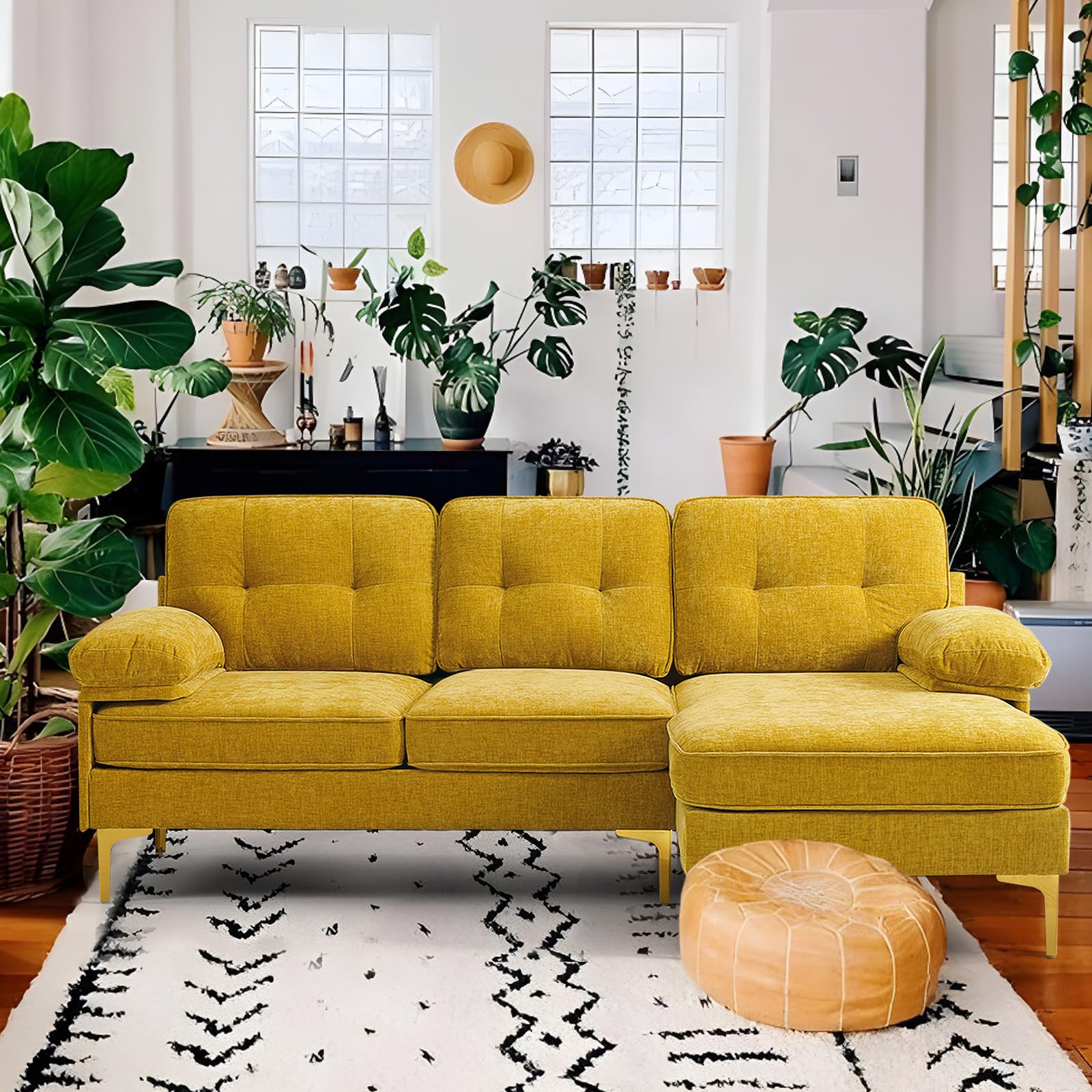 82" Sectional Couch w/Chaise, Chenille Small L Shape Sofa Couch