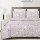 Lightweight Microfiber Duvet Cover Set, Branch and Flowers Print Pattern Design -