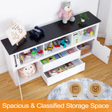 GarveeHome Kids Toy Storage Organizer - Large Storage Cabinet, Spacious Blackboard Desktop, Sturdy and Safe, Movable Drawers, for Bedroom, Playroom, Nursery, Kindergarten, White