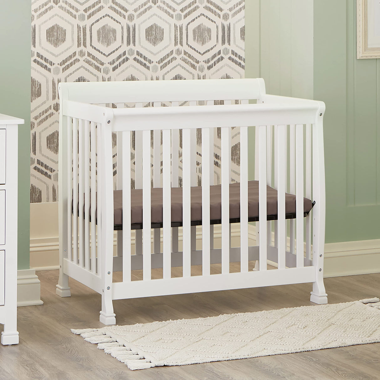 Kalani 4-in-1 Convertible Mini Crib in White | Greenguard Gold Certified