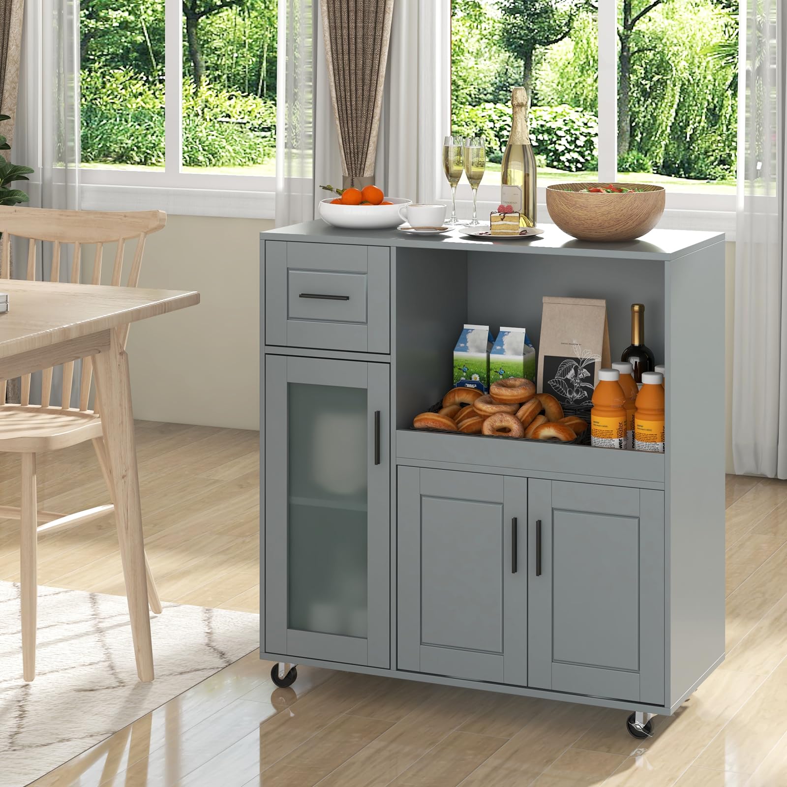 Rolling Kitchen Island Cart on Wheels, Mobile Kitchen Cart with Drawer