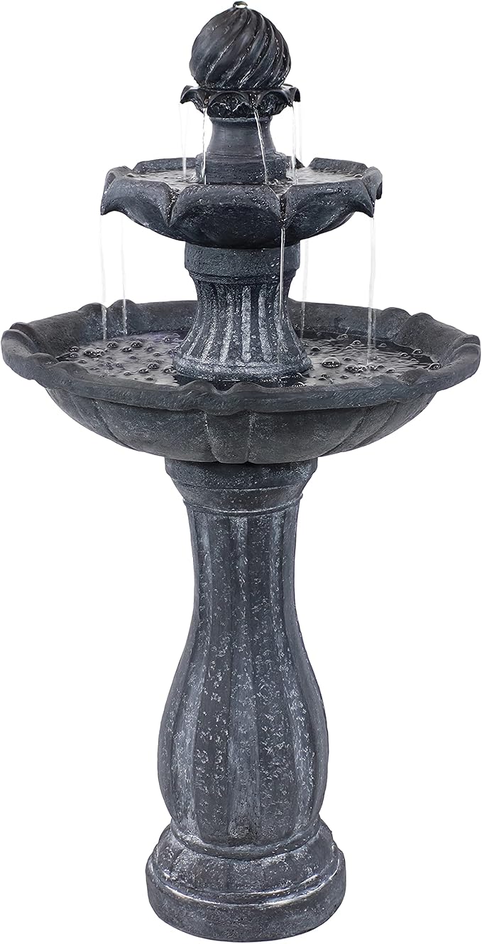 45-Inch 2-Tier Arcade Outdoor Solar Water Fountain - Outdoor Water Feature