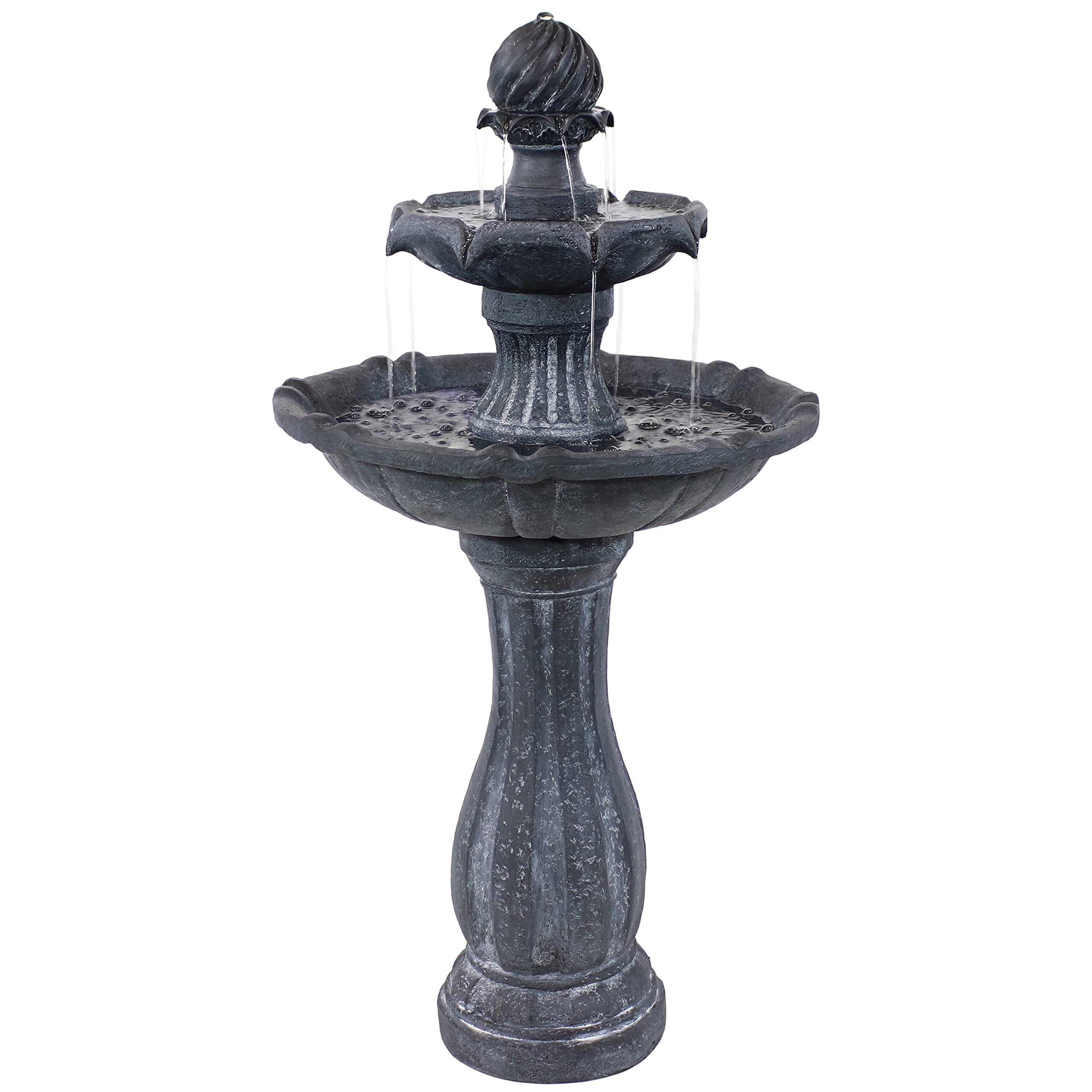 45-Inch 2-Tier Arcade Outdoor Solar Water Fountain - Outdoor Water Feature with LED Light