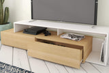Tonik, Natural Maple & White 72-inch TV Stand, Maple Laminate and White Melamine