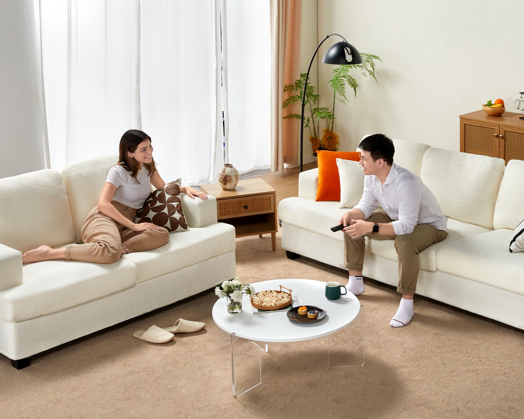 2 Piece Set Comfy Couch with Extra Deep Seats, Modern Sofa- Sofa