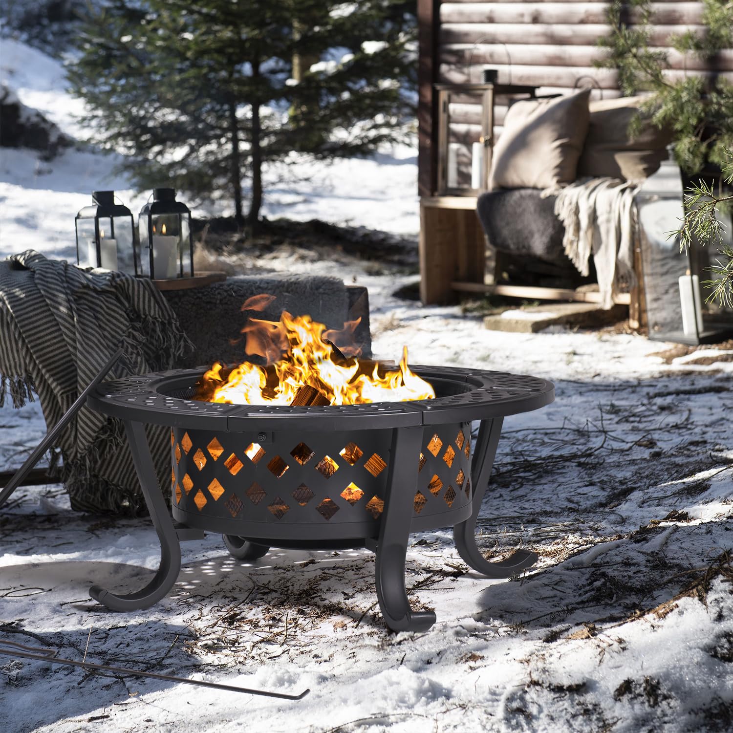 Fire Pit,36" Outdoor Wood Burning Fire Pit - Bircata