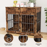 43.3" Large Wooden Dog Crate Furniture with Storage Drawers