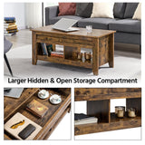 Modern Lift Top Coffee Table w/Hidden Storage & 2 Open Shelves