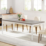 Farmhouse Dining Table for 6-8, 70.9 Inch Rectangular Wood Kitchen Table with Heavy Duty Metal Legs