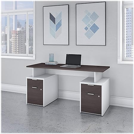 Jamestown 60W Desk with 4 Drawers, Fresh Walnut/White