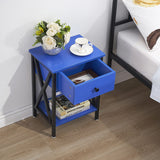 Modern Side End Table, Nightstand Storage Shelf with Bin Drawer for Living Room,