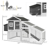 69" Chicken Coop Wooden Chicken House, Rabbit Hutch Pen, Outdoor Backyard