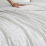 Grid Pattern Comforter Set with Matching Shams - Bark Texture White Queen