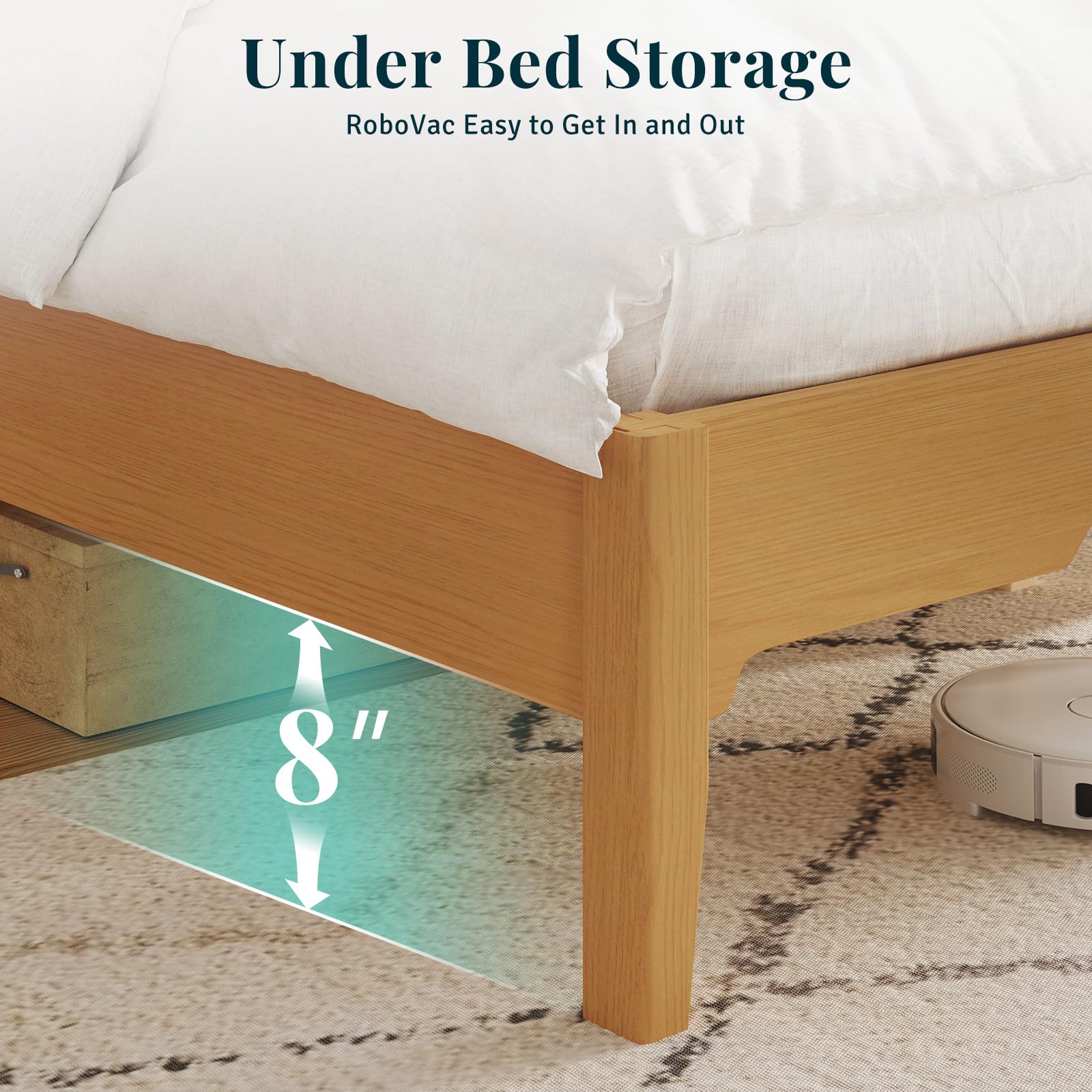 Queen Bed Frame with Headboard and Storage