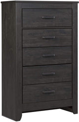 Brinxton Contemporary 5 Drawer Chest, Almost Black