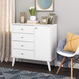 Milo Mid-Century Modern 4-drawer Chest with Door - White