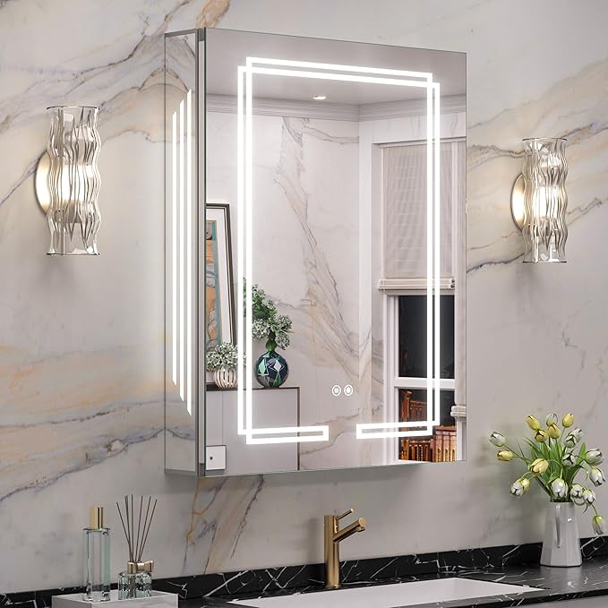 Lighted Medicine Cabinet with LED Vanity Mirror for Bathroom