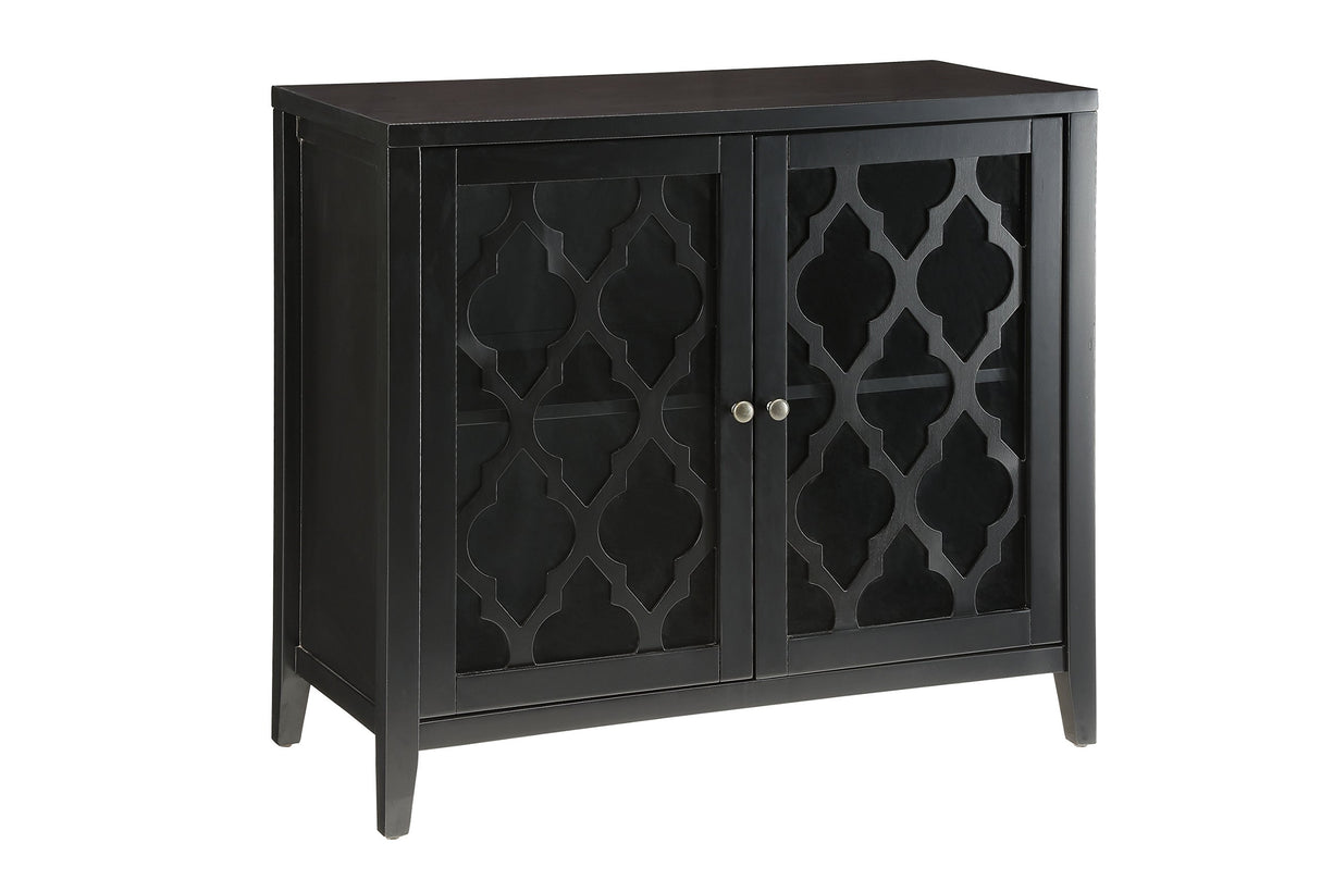 Ceara Storage Wooden Console Table with 2 Glass Doors in Black