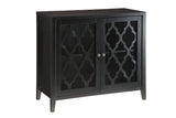 Ceara Storage Wooden Console Table with 2 Glass Doors in Black